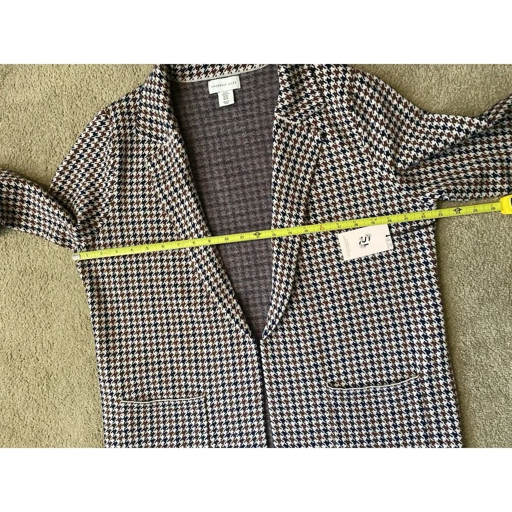 Sincerely Jules Viscose Houndstooth Blazer Black Brown Classic Staple Size XL